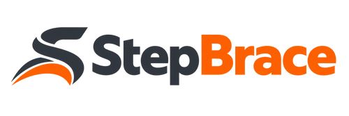 StepBrace orange and charcoal logo